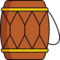 dholak indisk trumma ikon eller symbol i brun och gul Färg. vektor