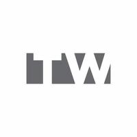 tw-Logo-Monogramm mit Design-Vorlage im negativen Weltraum-Stil vektor