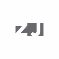 zj-Logo-Monogramm mit negativer Raumstil-Designvorlage vektor