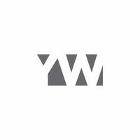 yw-logotypmonogram med negativ designmall för rymdstil vektor