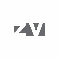 zv logotyp monogram med negativ rymd stil designmall vektor