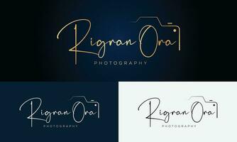 rigrarora handstil fotografi logotyp mall vektor signatur logotyp begrepp