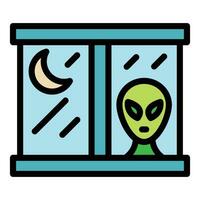 Außerirdischer auf Fenster Symbol Vektor eben
