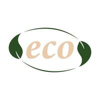 eco vänlig klistermärke, märka, bricka. ekologi ikon. stämpel mall för organisk Produkter med grön löv. vektor illustration isolerat på vit bakgrund