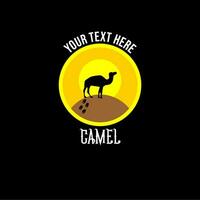 kamel logotyp, med ett kamel ikon i de Sol i de öken, svart bakgrund.vektor illustration vektor