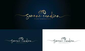 Somnac ceadina Handschrift Fotografie Logo Vorlage Vektor Unterschrift Logo Konzept