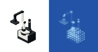 begrepp med industriell robot lastare i isometrisk stil för skriva ut och dekoration. vektor illustration.