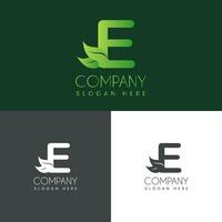 e Brief mit Blatt Logo Design, kreativ modern Briefe Vektor Symbol Logo Illustration Lager Vektor