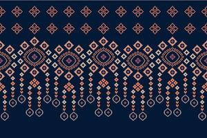 ethnisch geometrisch Stoff Muster Kreuz Stich.ikat Stickerei ethnisch orientalisch Pixel Muster Blau Hintergrund. abstrakt, vektor, illustration. Textur, Kleidung, Rahmen, Dekoration, Motive, Seide Hintergrund. vektor