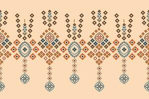 etnisk geometrisk tyg mönster korsa stitch.ikat broderi etnisk orientalisk pixel mönster brun grädde bakgrund. abstrakt, vektor, illustration. textur, kläder, ram, motiv, siden tapet. vektor