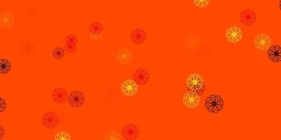 ljus orange vektor doodle textur med blommor.