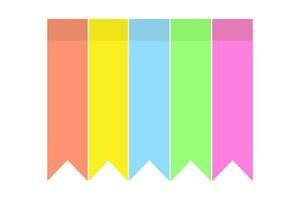 Vektor einstellen von 5 bunt Papier fahnenförmig Aufkleber im modisch hell Sades auf ein transparent Hintergrund