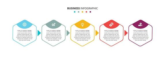 fem 5 steg alternativ pil företag infographic mall design vektor