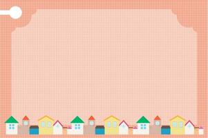 dekoration gräns ram med färgrik hus mönster, stad stad se. rosa bakgrund tapet. vektor, illustration, eps10 vektor