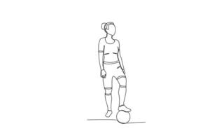 ein Frau nimmt das Position von treten das Ball vektor