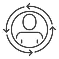 Kreis mit Mann Innerhalb Pfeile Vektor Konzept Linie Symbol oder Zeichen