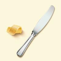 3d Illustration Butter Messer und locken Butter Elemente vektor