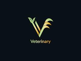 Veterinär Logo Design und Brief v vektor
