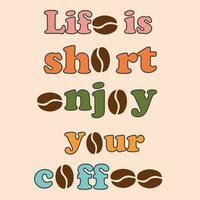 kaffe Citat text illustration sammansättning med kopp symbol på pastell bakgrund. retro kaffe. vektor illustration