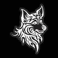 svart och vit hund klistermärke samling för utskrift vektor