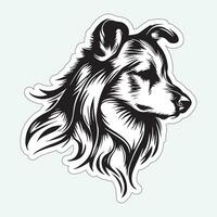 hund konst svart och vit klistermärke för utskrift vektor