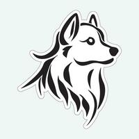 hund konst svart och vit klistermärke för utskrift vektor