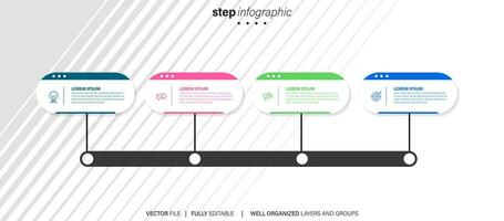 Wachstum Gelegenheit Infografik Diagramm Design Vorlage. editierbar Infochart mit Symbole. Anleitung Grafik mit 4 Schritt Reihenfolge. visuell Daten Präsentation. Luft, Fröhliches Wetter ohne Schriftarten benutzt vektor