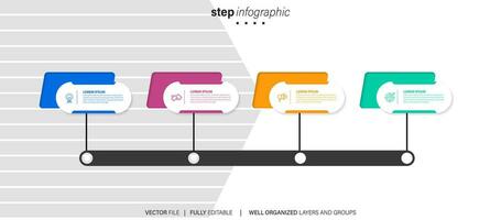 Wachstum Gelegenheit Infografik Diagramm Design Vorlage. editierbar Infochart mit Symbole. Anleitung Grafik mit 4 Schritt Reihenfolge. visuell Daten Präsentation. Luft, Fröhliches Wetter ohne Schriftarten benutzt vektor