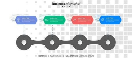 Neu Produkt Entwicklung Infografik Diagramm Design Vorlage. editierbar Infochart mit Symbole. Anleitung Grafik mit 4 Schritt Reihenfolge. visuell Daten Präsentation. vektor