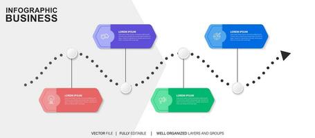 Business-Infografik-Vorlage. Etikett mit dünner Linie und Symbol und 4 Optionen, Schritten oder Prozessen. vektor