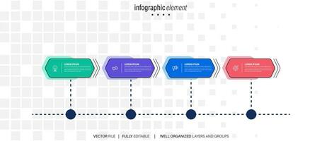 Infografik Design mit 4 Schritt, Infografik Geschäft Konzept, Fluss, Diagramm, Präsentation vektor