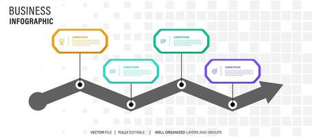 vektor infographic märka mall med ikoner. 4 alternativ eller steg. infographics för företag begrepp. kan vara Begagnade för info grafik, strömma diagram, presentationer, webb webbplatser, banderoller, tryckt material.