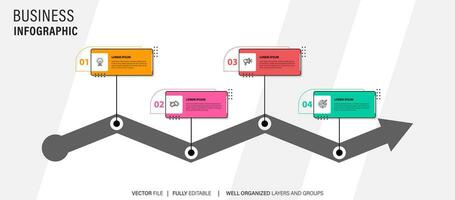 tidslinje skapare infographic mall. 4 steg tidslinje resa, kalender platt enkel infographics design mall. presentation Graf. företag begrepp med 4 alternativ, vektor illustration.