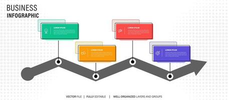 Vektor Infografik Etikette Design Konzept mit Kreis Layout und Marketing Symbole mit 4 Schritte oder Optionen.