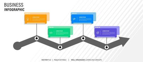 Vektor Infografik Etikette Design Konzept mit Kreis Layout und Marketing Symbole mit 4 Schritte oder Optionen.