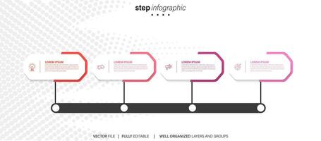 Infografiken Nummer Optionen Vorlage mit 4 Schritte . können Sein benutzt zum Arbeitsablauf Layout, Diagramm, Geschäft Optionen, Banner, Netz Design vektor