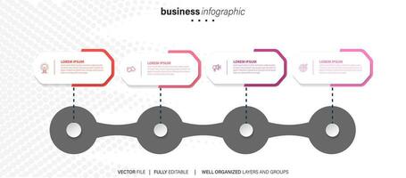 Geschäft Infografik vier Schritte zum Präsentation, Schritt oben Infodiagramm, Vektor Illustration