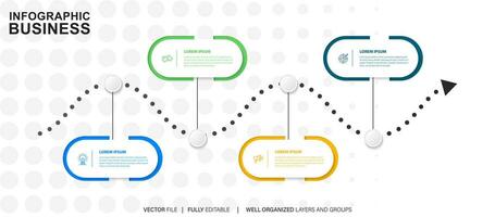 vier Schritte Geschäft Infografiken Vorlage Vektor. vektor
