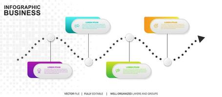 vier Schritte Geschäft Infografiken Vorlage Vektor. vektor