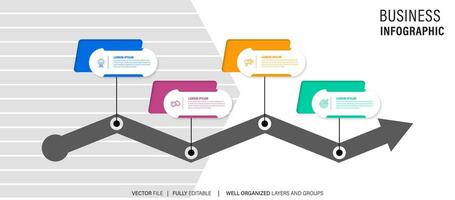 Zeitleiste Infografik Design Vektor mit Nummer Optionen und 4 Schritte. können Sein benutzt zum Arbeitsablauf Diagramm, die Info Diagramm, jährlich Bericht.