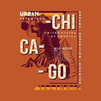 chicago Illinois grafisk typografi, t skjorta vektor, design mode, illustration, Bra för tillfällig stil vektor