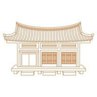 redigerbar vektor illustration av översikt stil främre se bred traditionell hanok koreanska hus byggnad för konstverk element av orientalisk historia och kultur relaterad design