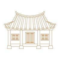 redigerbar vektor illustration av översikt stil främre se traditionell hanok koreanska hus byggnad för konstverk element av orientalisk historia och kultur relaterad design