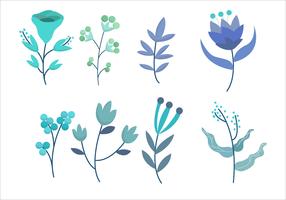 Blaue Blumen-Blumenblätter Clipart-gesetzte Vektor-Illustration vektor