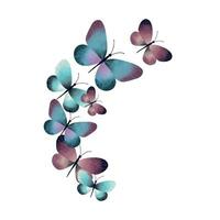 skön blå och lila vattenfärg fjärilar flygande upp. vektor esoterisk illustration. design element för hälsning kort, täcker, banderoller, flygblad, inbjudningar.
