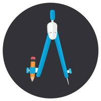 skola kompass vektor illustration. kompass klämma konst. verktyg för teckning cirkel. kontor eller skola förnödenheter, brevpapper vektor. pedagogisk objekt. tillbaka till skola begrepp. platt vektor i tecknad serie stil.