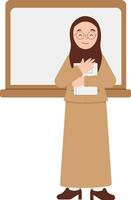 lächelnd weiblich Lehrer im Hijab im Klasse Illustration vektor