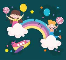 barn som leker på regnbågen vektor