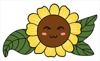 Sonnenblume mit Augen auf ein Weiß isoliert Hintergrund. kawaii Stil. vektor