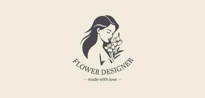 vektor logotyp för blomma affär, lyx skönhet salong, mode, hudvård, kosmetisk.